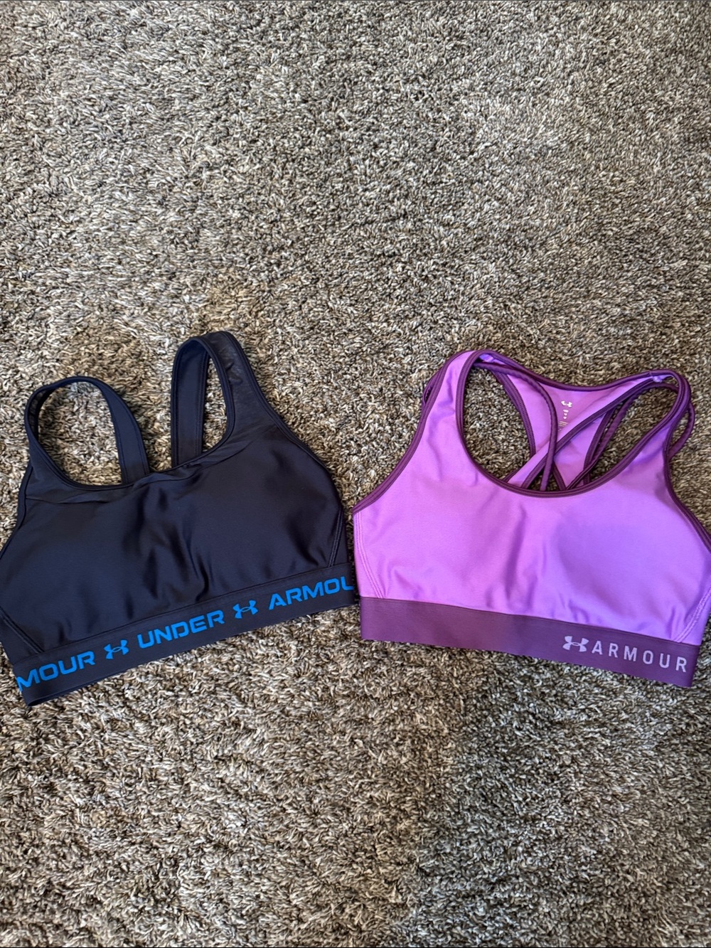 Under Armour Black and Purple Racerback Sports Bra Pair